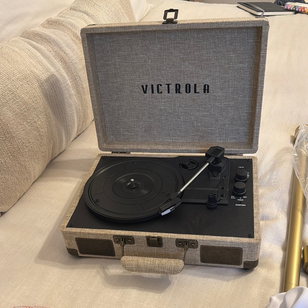 Tan Portable Record Player